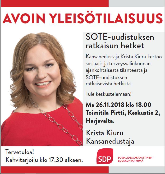 Avoin sote-tilaisuus 26.11.2018 Pirtillä